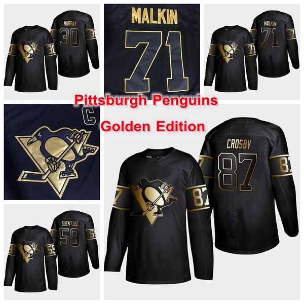 

pittsburgh penguins золотой выпуск 87 сидни кросби 71 евгений малкин 58 летанг mens customize любое количество любых имя хоккея, Black;red