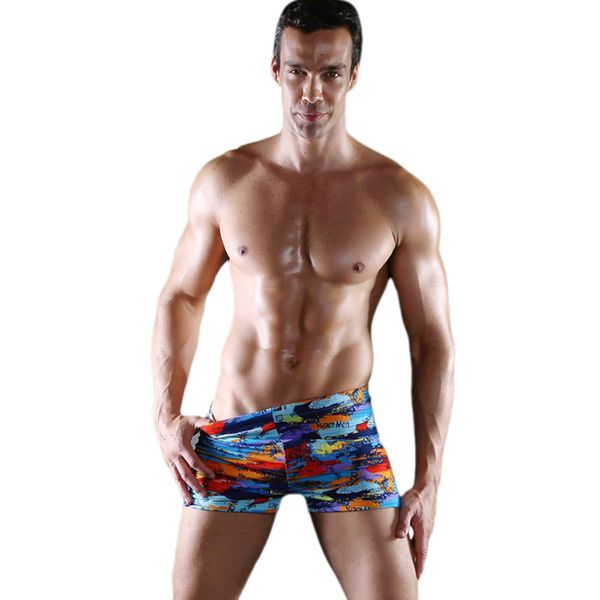 

male colorful printed flat swim trunks large plus size spring swimming trunks shorts underwear