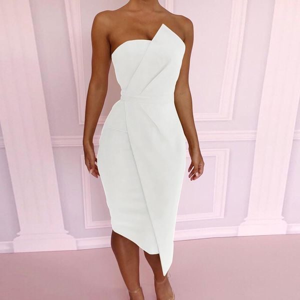 

feitong sexy backless без бретелек обруча платья партии смокинга от плеча миди платья слэша шеи bodycon короткого платья женщин летом, White;black