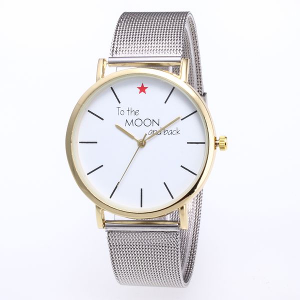 

fashion creative watches women men quartz-watch unique silver dial design minimalist lovers' watch mesh belt wristwatches, Slivery;brown