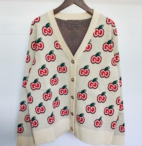 

20SS осень и зима новой моды полосатый кардиган письмо жаккардовые V-образным вырез