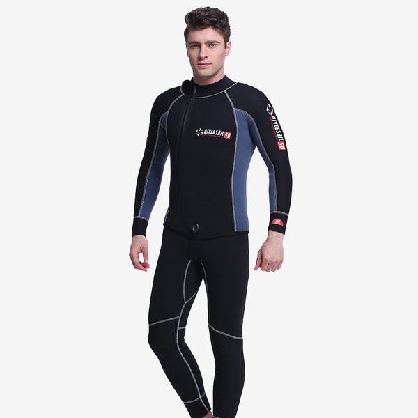 

cover-ups devsell men's separate warm diving suit 5mm neoprene long sleeve zipper two piece