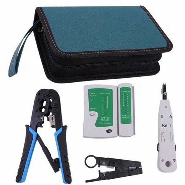 Freeshipping Ethernet Ferramenta Kit 5 peça de rede Ratcheting Crimper Ferramenta Tester Cabo cravador de Down Fio de descascamento alicates