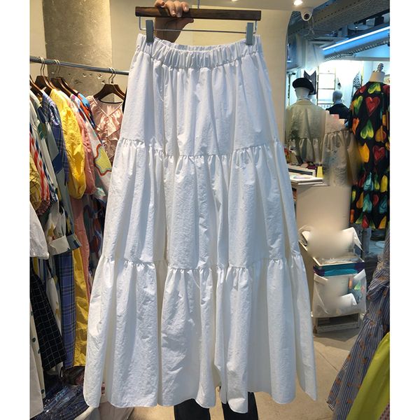 

ewq] 2020 summer new solid color high waist casual fashion trend ladies skirt korea simple loose all-match skirts women qv87600, Black