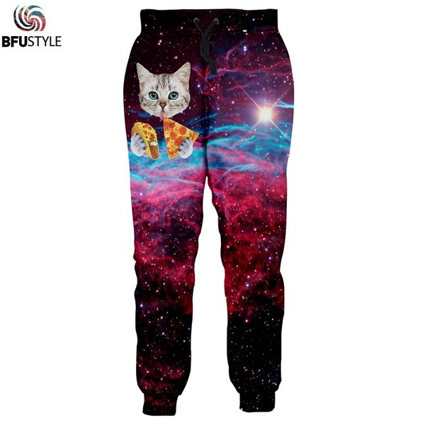

3d cat space galaxy joggers pants men 2019 fashion clothing pantalon homme casual loose trousers brand swearpants dropship, Black