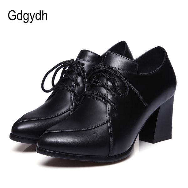 

gdgydh spring lace-up women heel job shoes high heels pointed toe block heel mules shoes black red womens pumps drop shipping