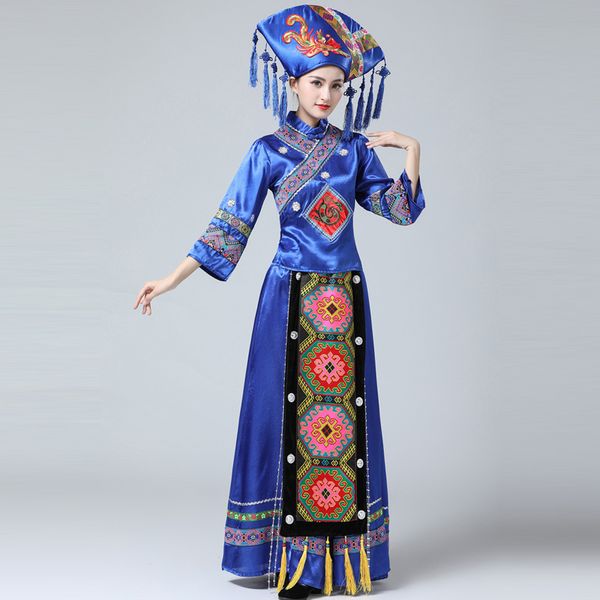 

stage wear women mongolian clothing performance dance skirt gown girl costumes child minority tibetan, Black;red