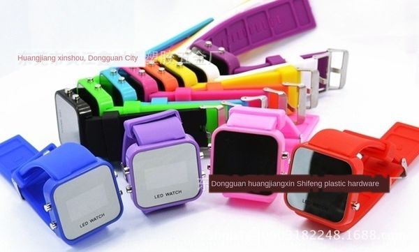

led cosmetic men's mirror student couple watch creative makeup mirror watch, Blue