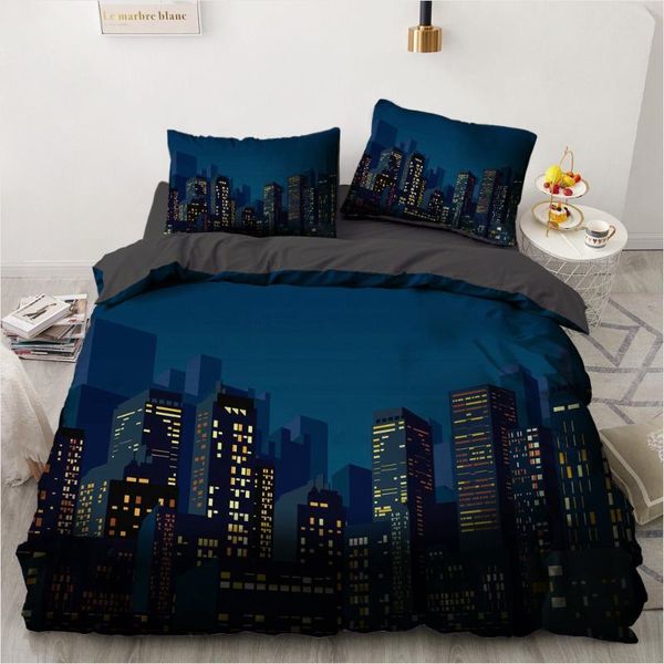 

bedding sets 3d city design comforter shell duvet quilt cover set double king  single size home textile