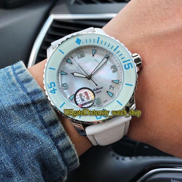 H Versione top Fifty Fathoms 5015A-1144-52A Quadrante bianco in madreperla Cal.1315 Orologio automatico neutro Lunetta in zaffiro Orologi da uomo luminosi