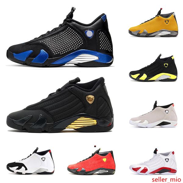 

14s mens basketball shoes 14 defining moments last sthunder varsity royal gold red suede fashion men sports sneakers size 7-13