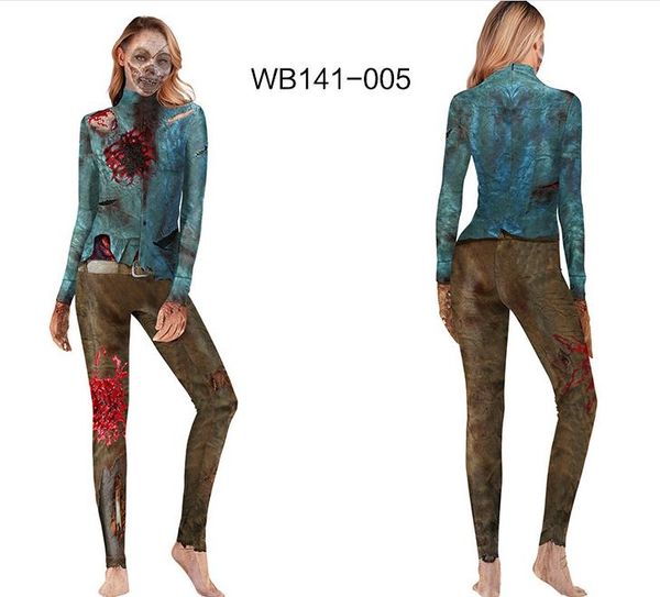 

2020 gold mechanical bone skull costume women halloween outfit skeleton costumes plus size jumpsuit scary bodysuit halloween costumes, Black;red