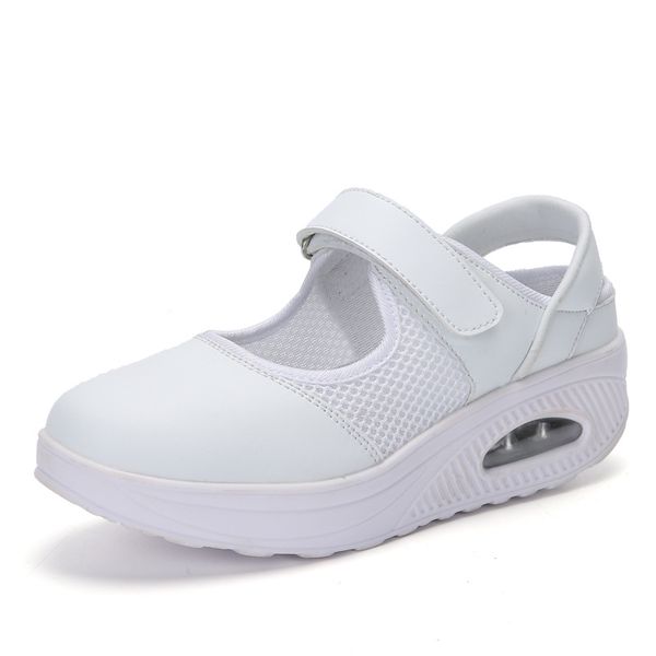 

2018 selling women's athletic shoes air cushion slanted heel thick rocking shoes foot covering large size s, Black