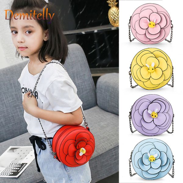 

new children's flower round clutch bag handmade flower decoration women's wallet fashion wild mini shoulder messenger bag