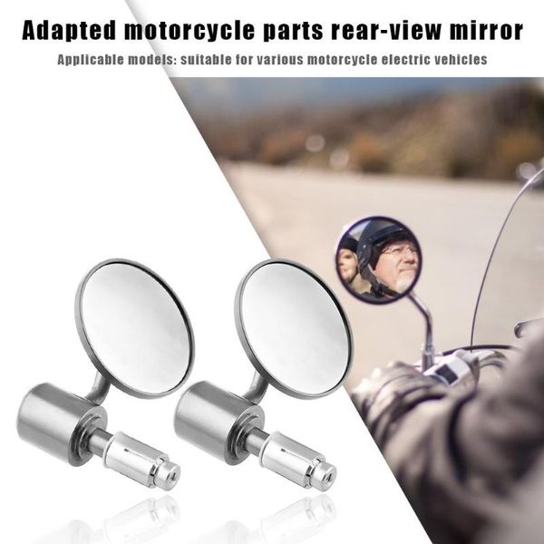 

1 pair motorcycle rearview mirrors glass and aluminium alloy 7/8 22mm handlebar bar end motorbike side mirrors silver black
