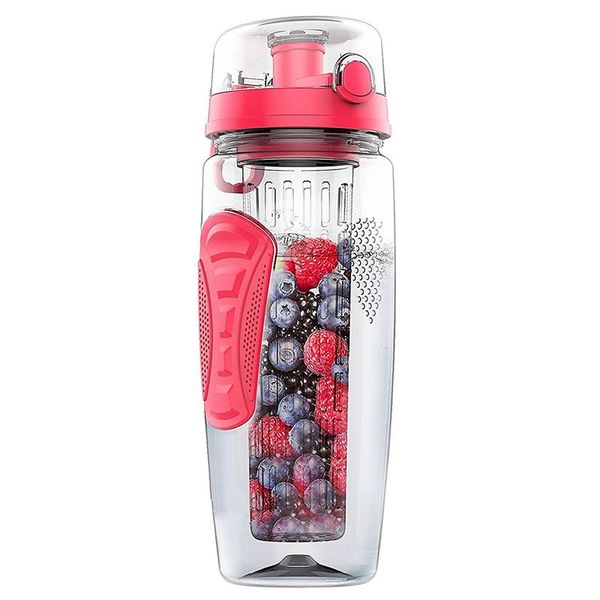 

water bottle 1000ml/32oz fruit infusing infuser plastic sports detox health