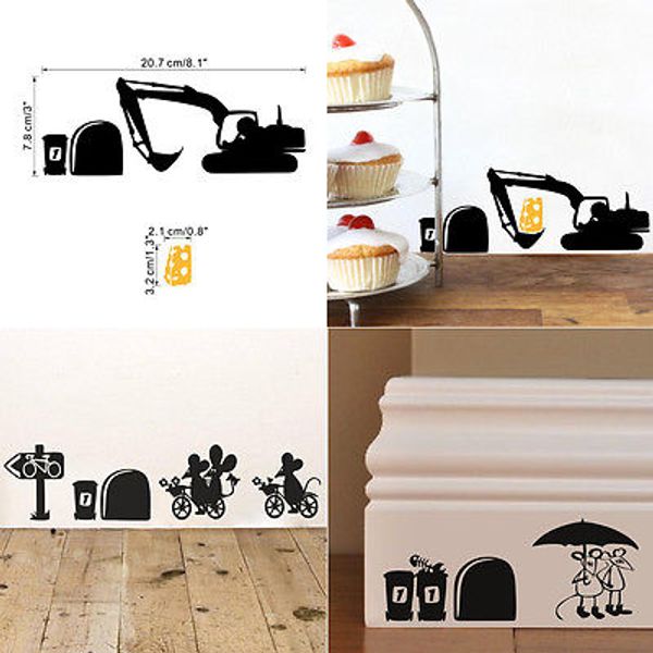 

mouse hole wall art sticker washing vinyl home skirting board funny