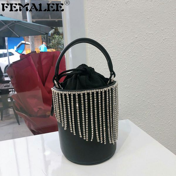 

tassel bucket women solid diamond handbag lady rhinestore ins girl 2020 new crossbody messenger female tote evening bag