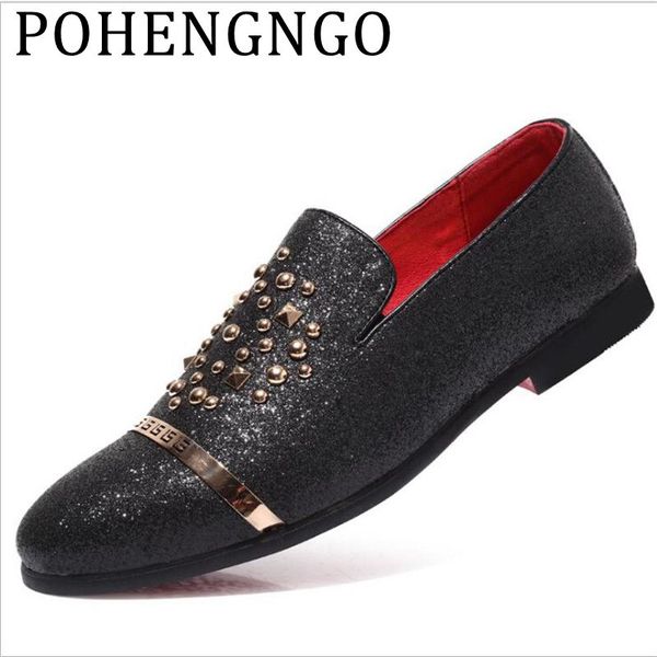 

2019 luxury men silver black diamond spiked loafers rivets slippers red bottom wedding party shoes stylish men driving flats cs08
