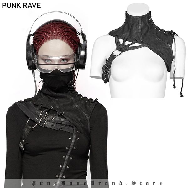 

punk rave steampunk ladies neck cover ritual post apocalyptic neck and strap harness harajuku cosplay club women accesories, Blue;gray