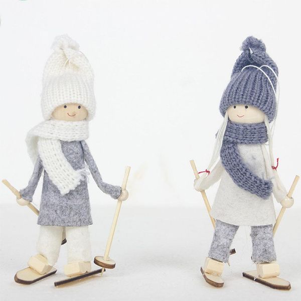 

mini ski doll christmas tree hanging ornament knit doll pendant home decorations