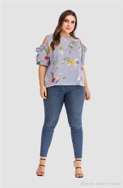 

women's plus size off shoulder blouse short sleeve floral print t-shirt comfy casual for women, White