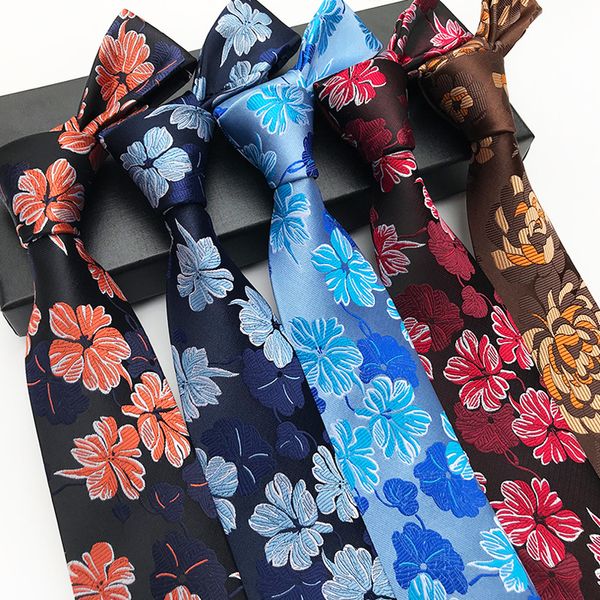 

new polyester jacquard large pattern men's tie trendy men's formal business tie fashion paisley suit accessories, Blue;white