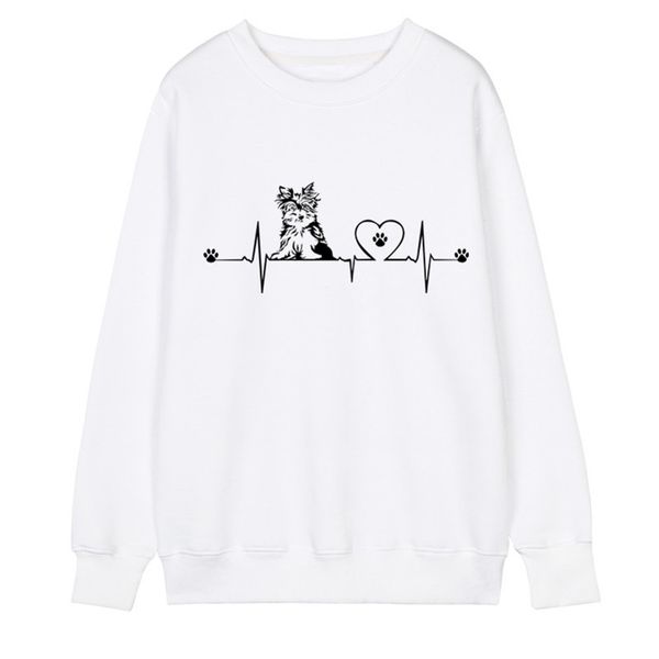 

new autumn yorkshire terrier hoodies women fleece cute heartbeat dog sweatshirts girl female animal pullover oz-032, Black