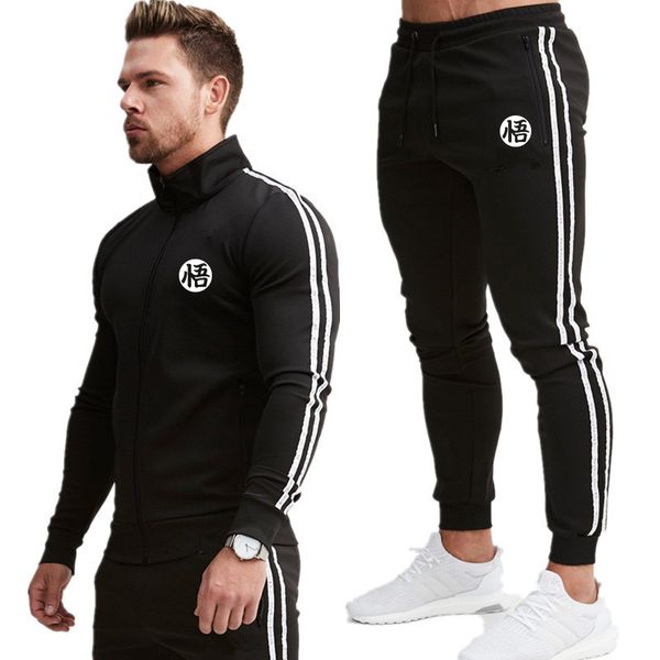 

men's tracksuit 2pc zipper sets of new fashion jacket sportswear men's sweatpants hoodies spring and autumn brand jacket, Gray