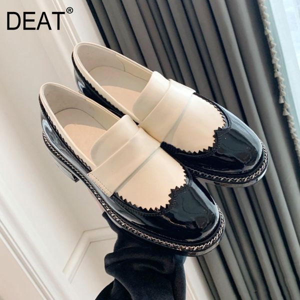 

deat] 2020 round toe shallow chains mixed colors casual simple single flat shoes women new spring autumn fashion tide 10f875, Black