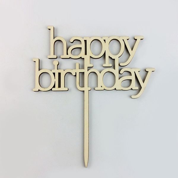 Bolo de aniversário decoração elegante fonte feliz aniversário bolo de madeira topper