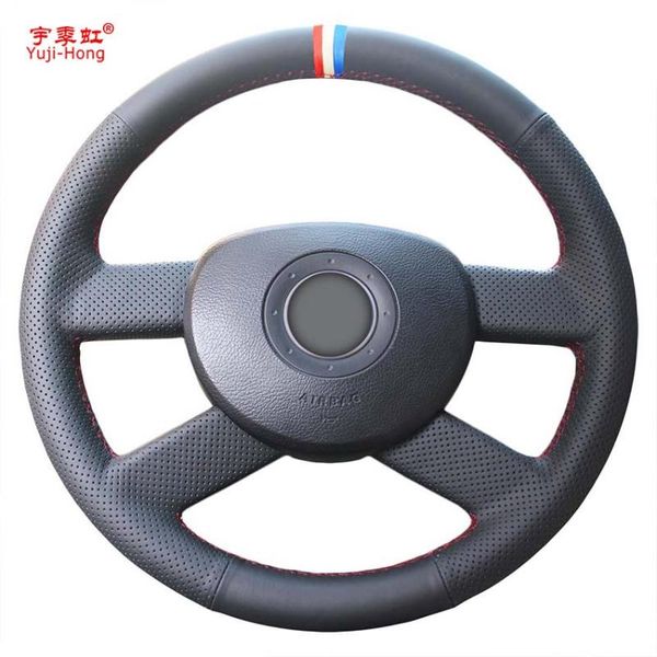 

artificial leather car steering wheel covers case for vw polo 2004-2007 hand-stitched microfiber cover