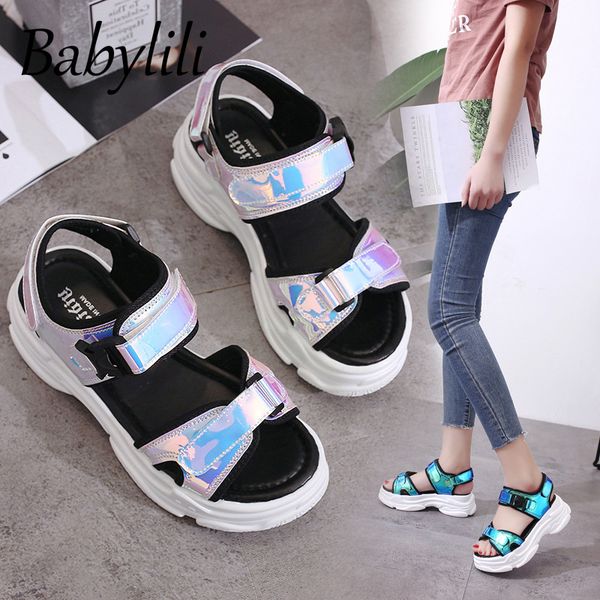 

женские сандалии 2020 новая пряжка ремень повседневная обувь дамы спорт лето пляж симфония bling клин туфли на платформе sandalia feminina, Black