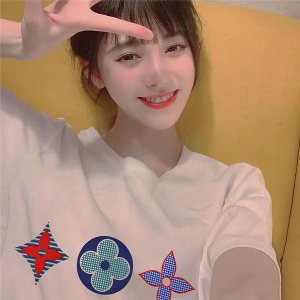 

fashion women/men t-shirt designer t-shirt spring and summer printed pattern short sleeve tee couple lovers 2 colors size xs-3xl, White