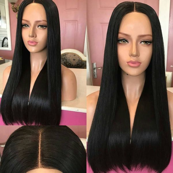 Wig Ladies Long Hair Black Lifelike Middle Parting Long Straight