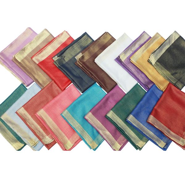 

muslim head scarf plain solid golden lurex square shawl islamic head cover for women lady hijab soft 90x90 cm