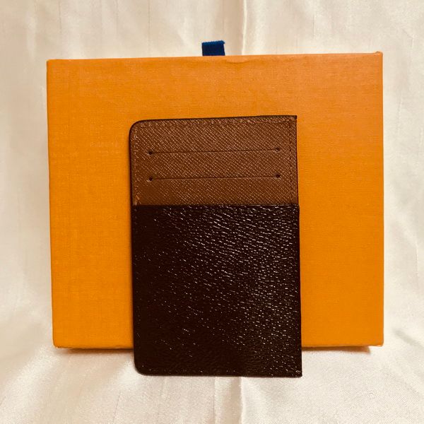 

m61733 france luxury designer women men card holder mono gram canvas brown checkered black plaid canvas leather good quality, Brown;gray