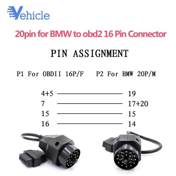 

the car diagnostic auto tool cable 20pin for to obd2 16 pin connector cable scanner connector for mb obd