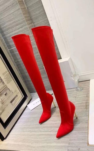

women pump party dress boots high heel shoes women thigh-high boots fashion pointed toes ladies boots, Black