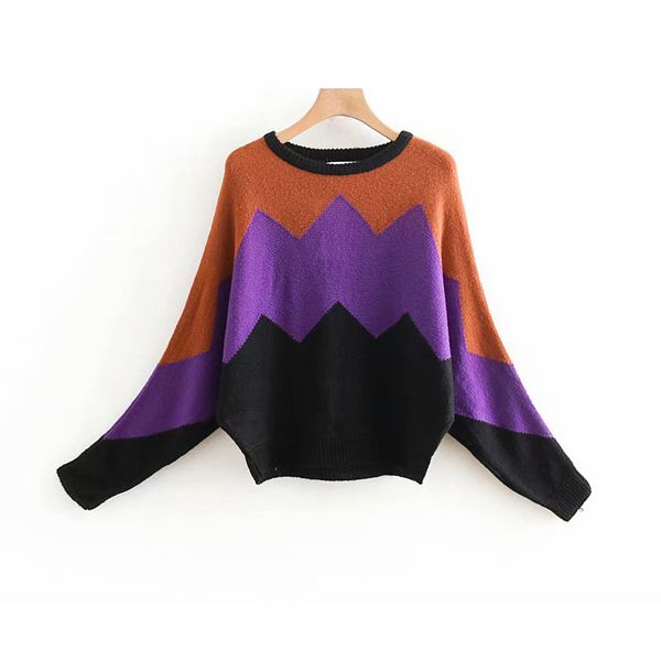 

spring women oversized sweaters long sleeve contrast color pullovers ladies knitted sweater girls colorful chic knitwear clothes, White;black