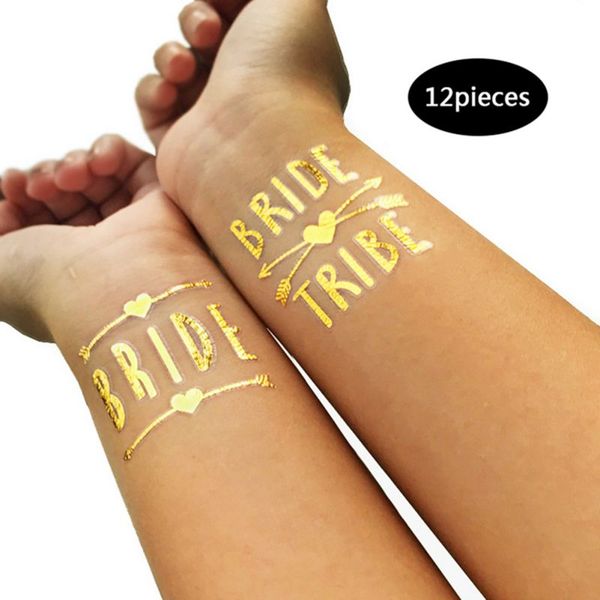 

new 12pc bridesmaid team temporary tattoo bachelorette party sticker decoration marriage bride to be bridal party supplies