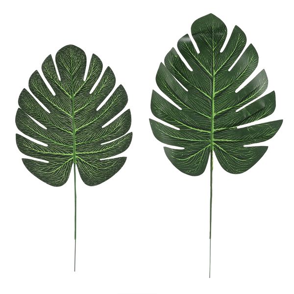 

20pcs artificial plants 30cm 34cm large artificial fake monstera palm tree leaves green plastic leaf for wedding diy table decor