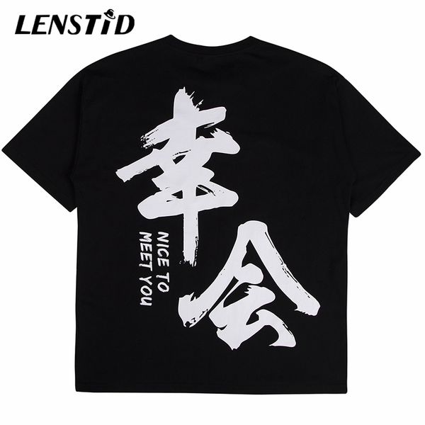 

lenstid мужские хип-хоп китайская каллиграфия кандзи печати футболки harajuku уличная забавная футболка 2020 лето с коротким рукавом футболк, White;black