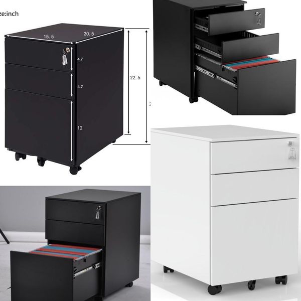 

white black 3 drawer file cabinet mobile metal lockable file cabinet under desk fully assembled except 5 castors