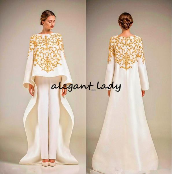 

шикарное вечернее комбинезон высокая шея платья с курткой 2019 золото кружева аппликации специальный платья элегантный пром платья, Black;red