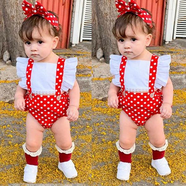 

new 2pcs infant baby girl polka dot romper jumpsuit clothes outfit summer, Blue