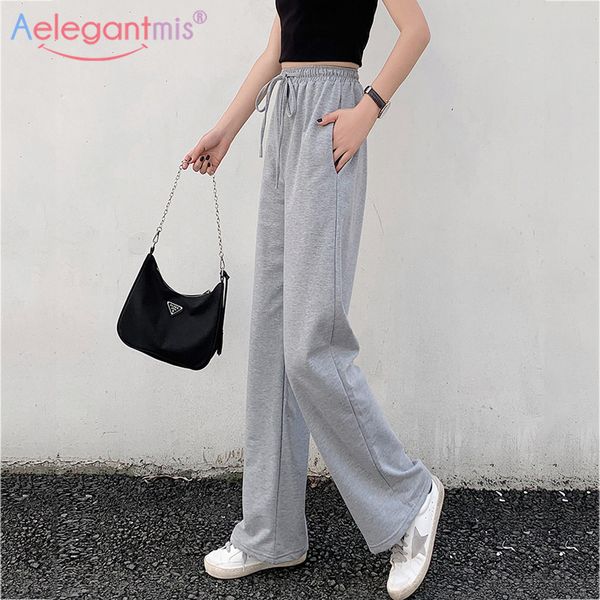 

women's pants & capris aelegantmis fashion loose women wide leg plus size casual long female harem ladies grey leisure sport trousers, Black;white