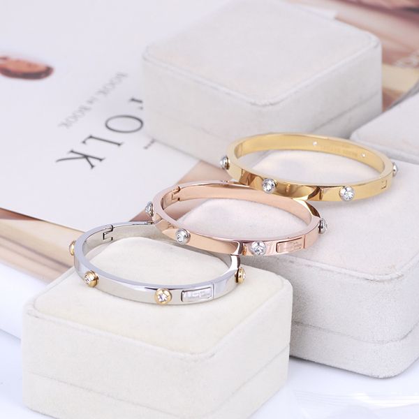 

european and american jewelry wholesale marking rivets simple fashion can open bracelet bangle accessories for women, Black