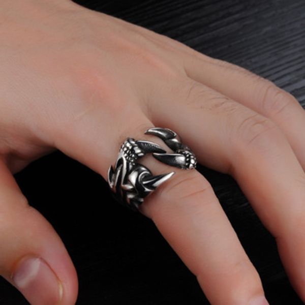

fashion men's punk gothic rock biker vintage silver stainless steel claw ring