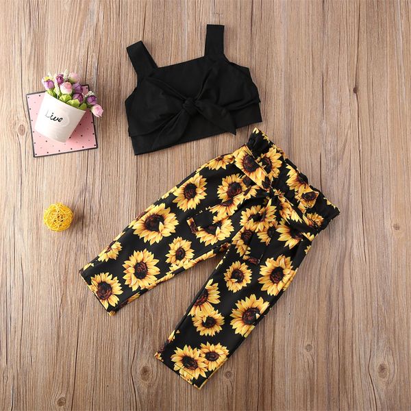 

stock toddler baby girl clothes crop t-shirt pants leggings outfit sets, White